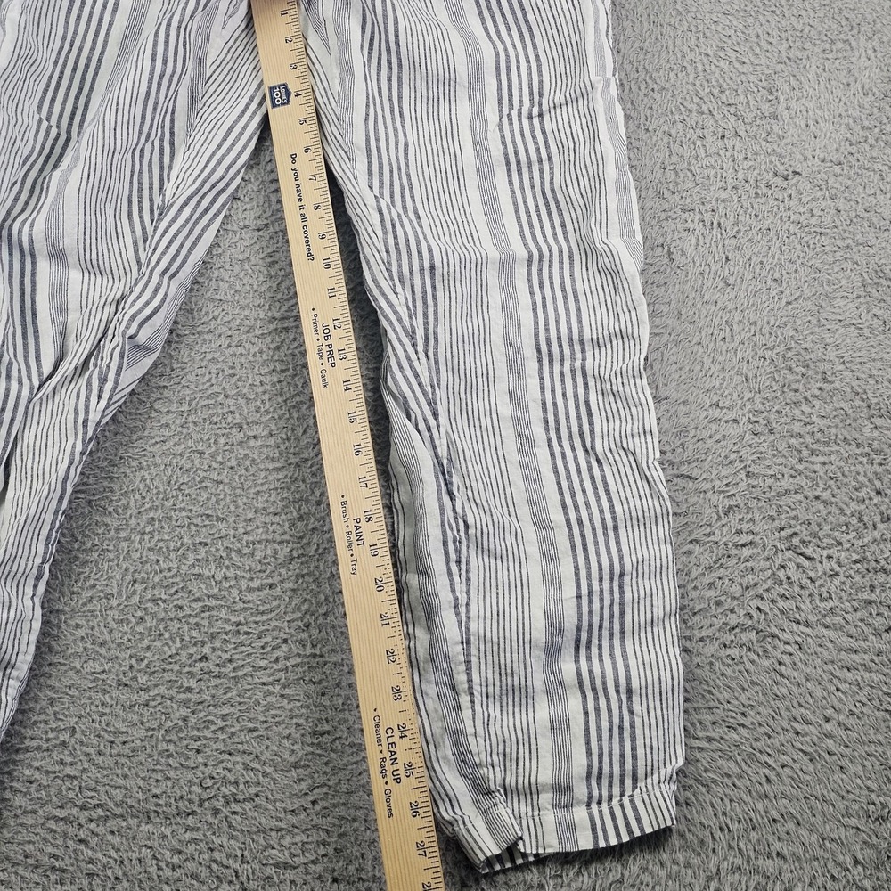 C&C California Pants Womens Medium White 100% Linen Striped Jogger Tapered - Picture 5 of 11